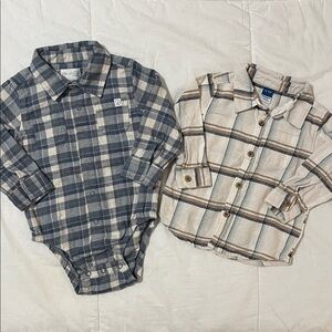 Little Planet Plaid Bodysuit and Old Navy Button-Up
